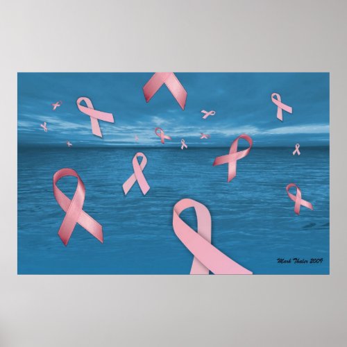 Breast Cancer Awareness Ribbons In the Sky Poster