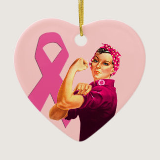 Breast Cancer Awareness Rosie the Riveter Ceramic Ornament