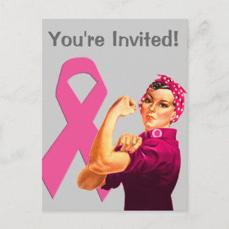 Breast Cancer Awareness Rosie the Riveter Invitation Postcard