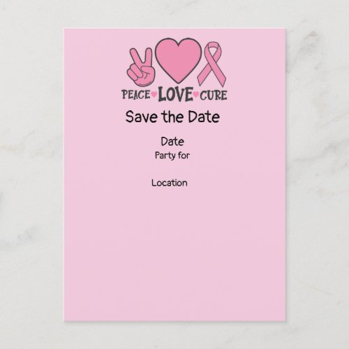 Breast Cancer AwarenessSave the Date Party  Postcard