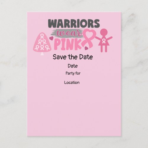 Breast Cancer AwarenessSave the Date Party  Postcard