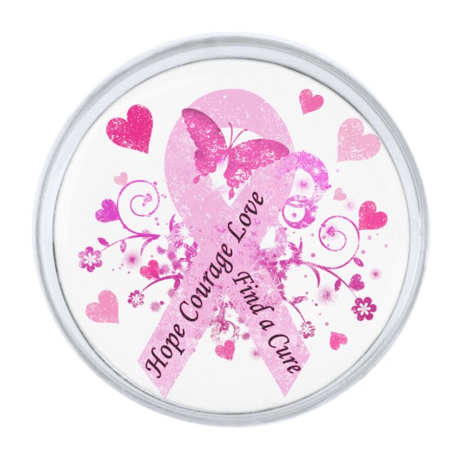 Breast Cancer Awareness Silver Finish Lapel Pin (Front)