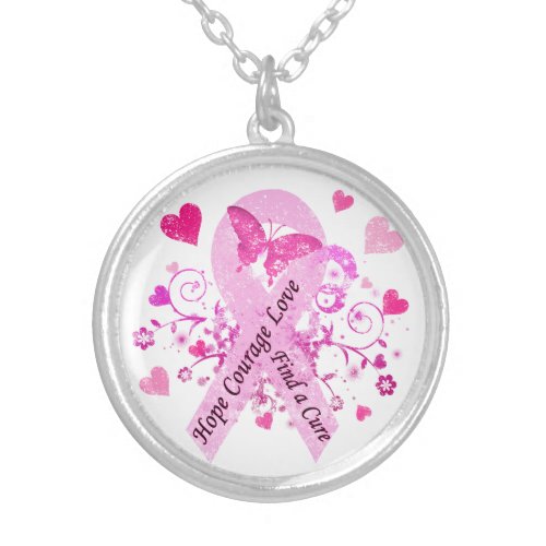 Breast Cancer Awareness Silver Plated Necklace