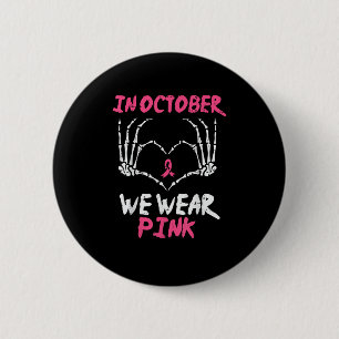 Breast Cancer Awareness Skeleton Heart Women Button