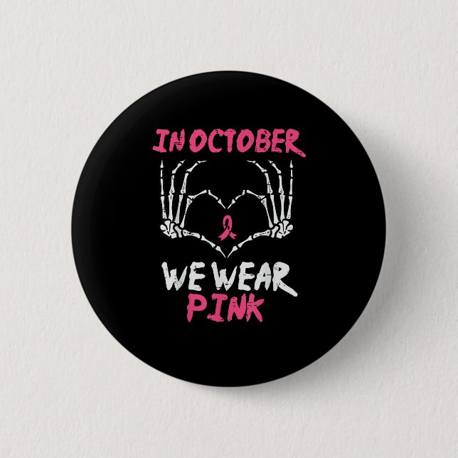 Breast Cancer Awareness Skeleton Heart Women Button (Front)