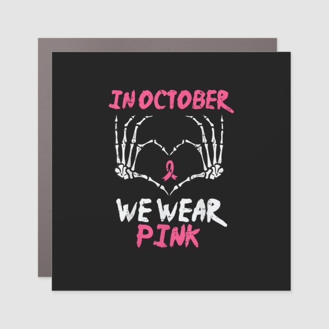 Breast Cancer Awareness Skeleton Heart Women Car Magnet (Front)