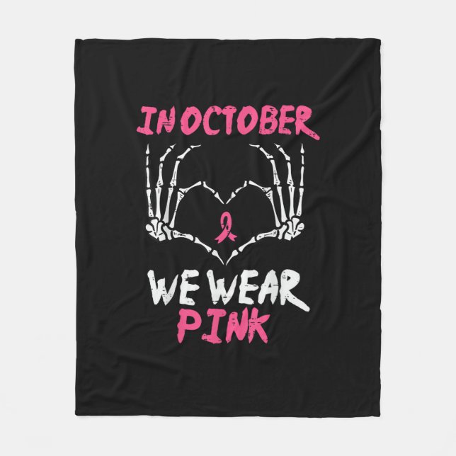 Breast Cancer Awareness Skeleton Heart Women Fleece Blanket (Front)