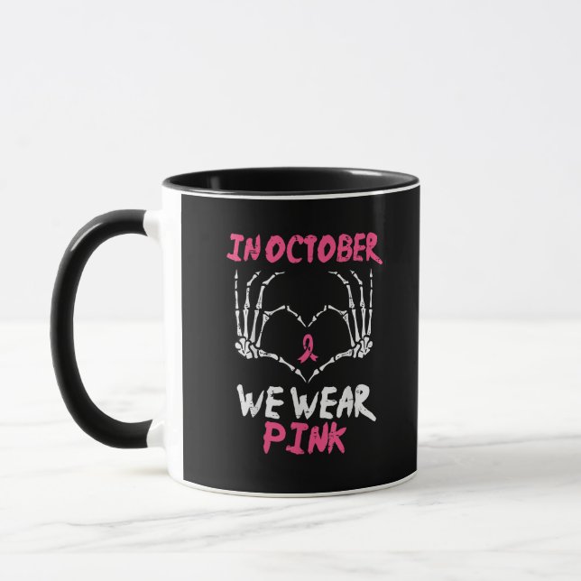 Breast Cancer Awareness Skeleton Heart Women Mug (Left)