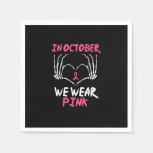 Breast Cancer Awareness Skeleton Heart Women Napkins