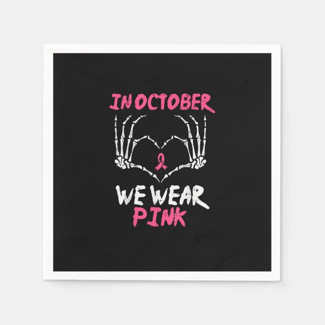 Breast Cancer Awareness Skeleton Heart Women Napkins (Front)