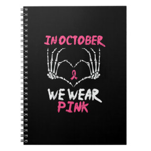 Breast Cancer Awareness Skeleton Heart Women Notebook