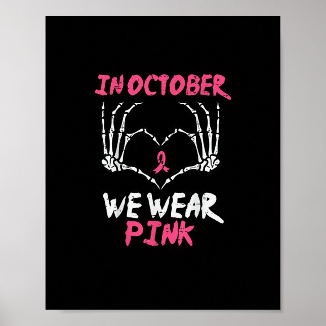 Breast Cancer Awareness Skeleton Heart Women Poster (Front)
