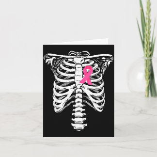 Breast Cancer Awareness Skeleton Wear Pink Ribbon Card