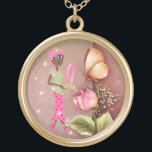Breast Cancer Awareness Sparks Necklace<br><div class="desc">Large Keep your favorite image, design, or words of inspiration close your heart with this beautiful round metal necklace featuring a polished gold finish. Complete with a 18" gold finish chain (2" extender) and lobster claw clasp, this necklace features a UV resistant and waterproof coating to protect your imagery for...</div>