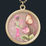 Breast Cancer Awareness Sparks Necklace<br><div class="desc">Large Keep your favorite image, design, or words of inspiration close your heart with this beautiful round metal necklace featuring a polished gold finish. Complete with a 18" gold finish chain (2" extender) and lobster claw clasp, this necklace features a UV resistant and waterproof coating to protect your imagery for...</div>