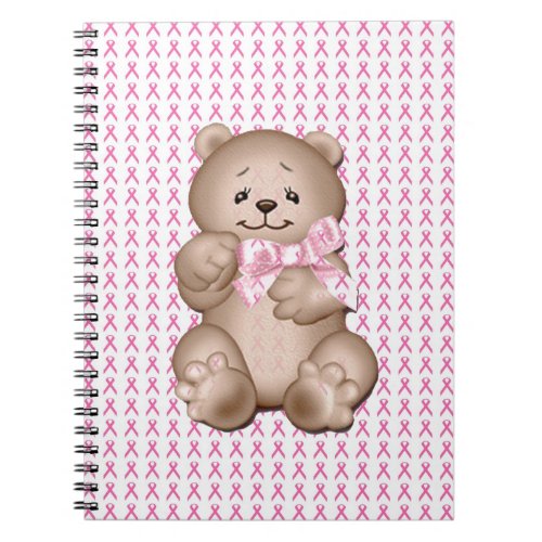 Breast Cancer Awareness Spiral Notebook Teddy Bear