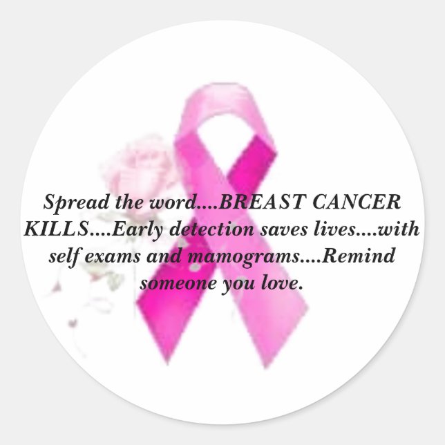 Breast Cancer Awareness "Spread the Word" Classic Round Sticker (Front)