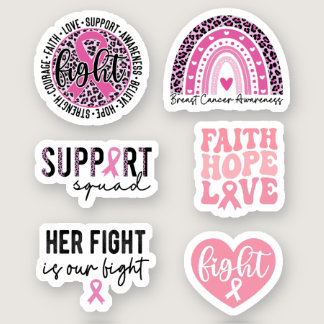 Breast Cancer Awareness Sticker Pack Pink Ribbon