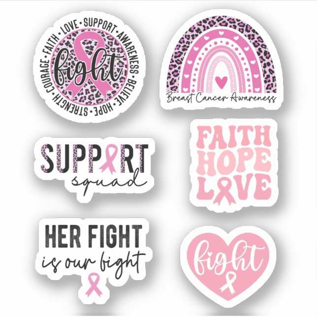 Breast Cancer Awareness Sticker Pack Pink Ribbon (Front)
