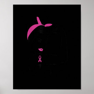 Breast Cancer Awareness Strong Woman Rosie Pink Ri Poster