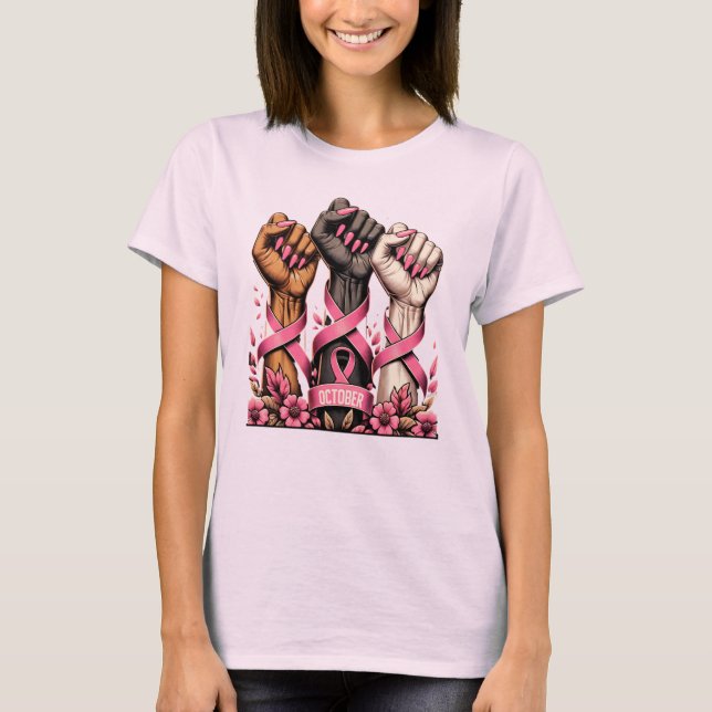 Breast Cancer Awareness Strong Women Support T-Shirt (Front)