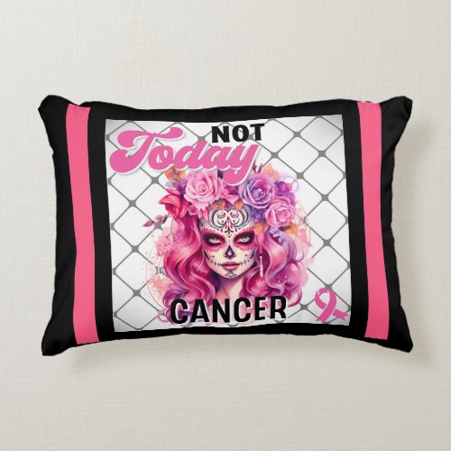 Breast Cancer Awareness Sugar Skull Accent Pillow
