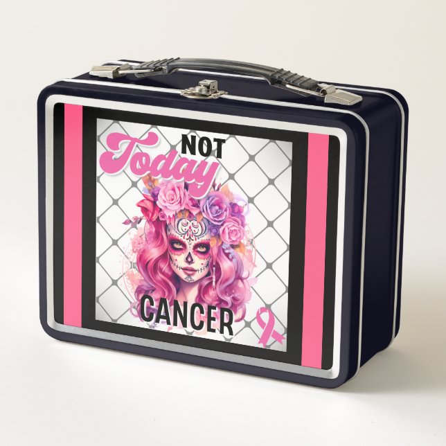 Breast Cancer Awareness Sugar Skull Metal Lunch Box (Front)