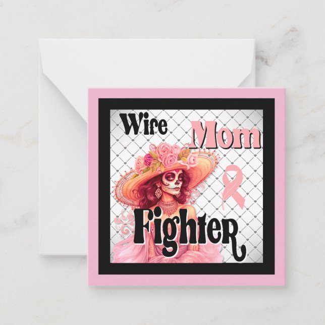 Breast Cancer Awareness Sugar Skull  Note Card (Front)
