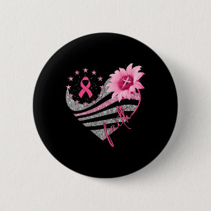 Breast Cancer Awareness Sun Flower Faith Bling Bli Button