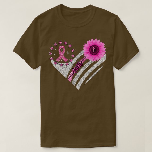 Breast Cancer Awareness Sun flower faith bling bli T-Shirt (Design Front)