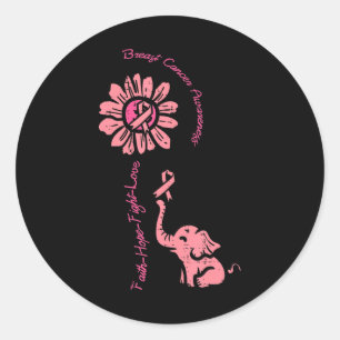 Breast Cancer Awareness Sunflower Elephant Faith Classic Round Sticker