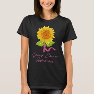 Breast Cancer Awareness Sunflower Pink Ribbon T-Shirt