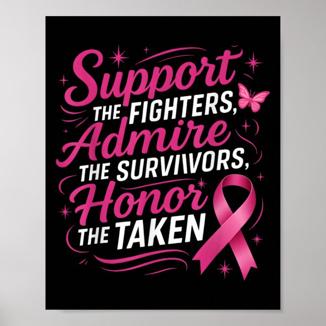 Breast Cancer Awareness Support Fighters Admire Su Poster (Front)