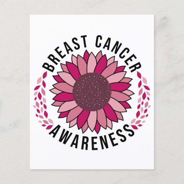Breast Cancer Awareness Support Pink Flower Flyer (Front)