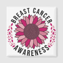 Breast Cancer Awareness Support Pink Flower Magnet