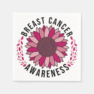 Breast Cancer Awareness Support Pink Flower Napkins
