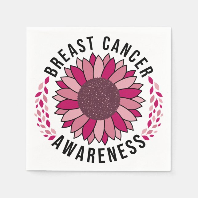 Breast Cancer Awareness Support Pink Flower Napkins (Front)