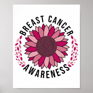 Breast Cancer Awareness Support Pink Flower Poster