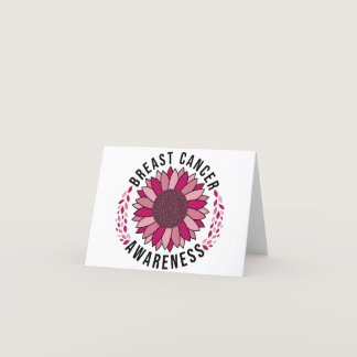 Breast Cancer Awareness Support Pink Flower Thank You Card