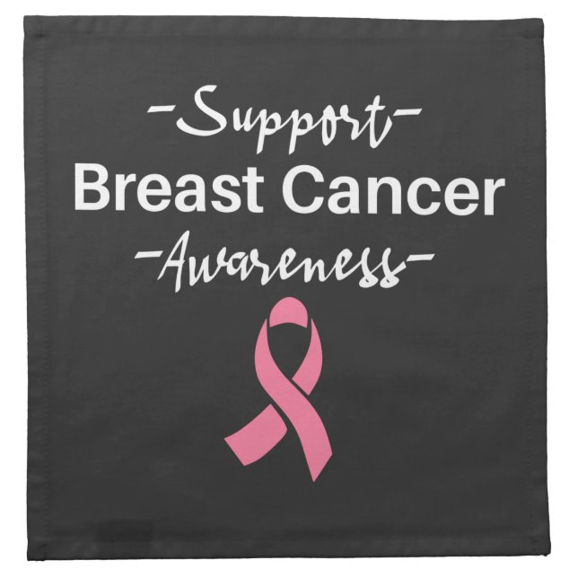 Breast Cancer Awareness Support Pink Ribbon Cloth Napkin (Front)