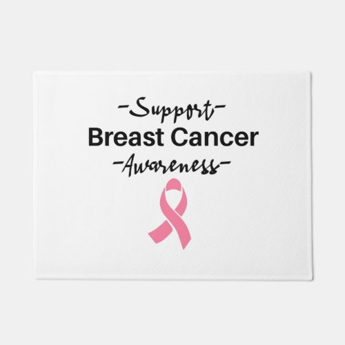 Breast Cancer Awareness Support Pink Ribbon Doormat