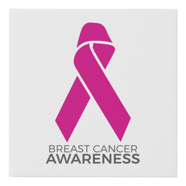 Breast Cancer Awareness Support Pink Ribbon Faux Canvas Print (Front)