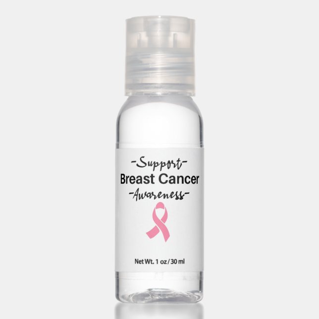 Breast Cancer Awareness Support Pink Ribbon Hand Sanitizer (Front)