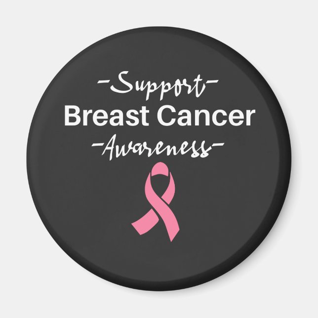 Breast Cancer Awareness Support Pink Ribbon Magnet (Front)