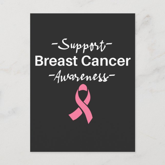 Breast Cancer Awareness Support Pink Ribbon Postcard (Front)