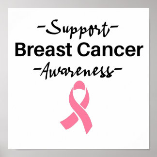 Breast Cancer Awareness Support Pink Ribbon Poster