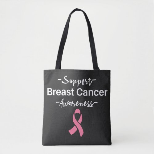 Breast Cancer Awareness Support Pink Ribbon Tote Bag