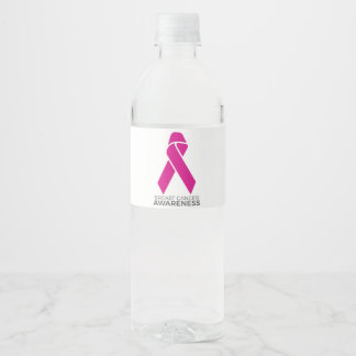 Breast Cancer Awareness Support Pink Ribbon Water Bottle Label