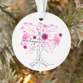BREAST CANCER AWARENESS SUPPORT PINK RIBBONS ORNAMENT