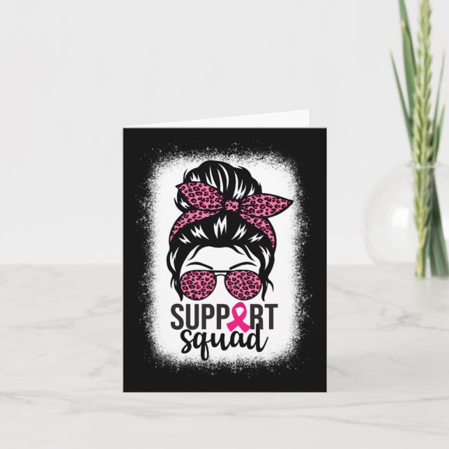Breast Cancer Awareness Support-squad Messy Bun Wa Card (Front)